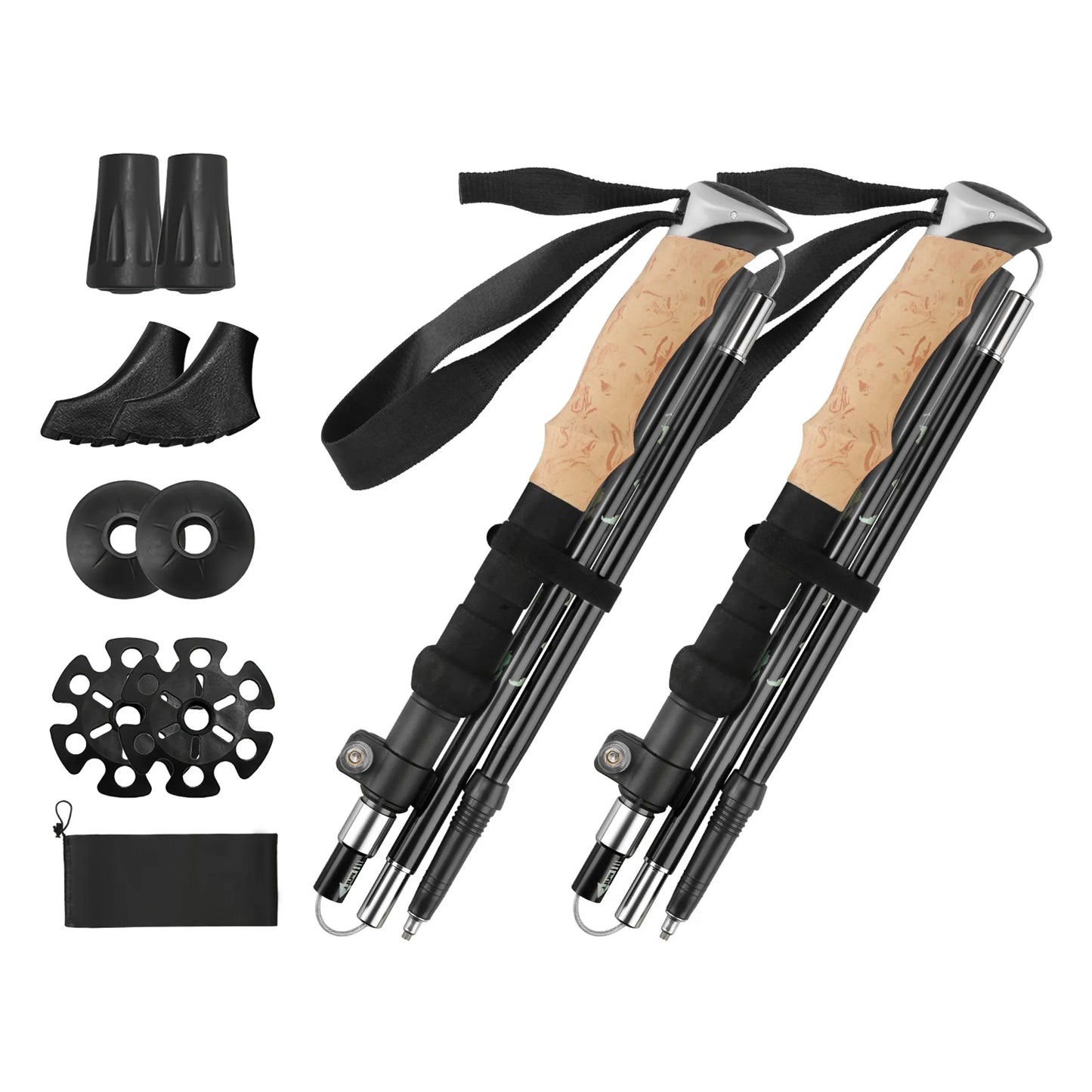 Rising Hikes Collapsible Hiking Walking Sticks (2-Piece Set)