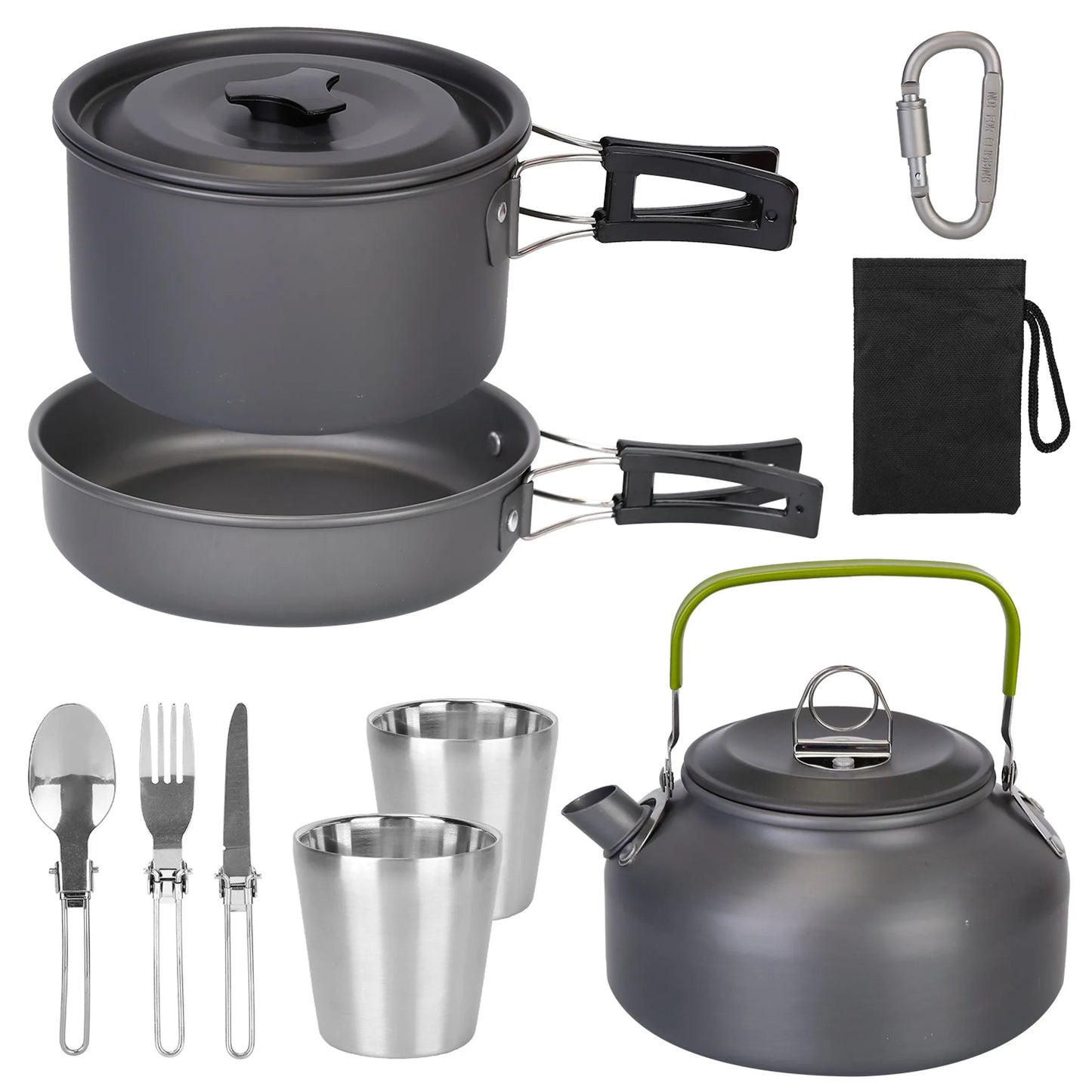 Rising Hikes 12-Piece Lightweight Non-Stick Anodized Aluminum Camping Cookware Mess Kit