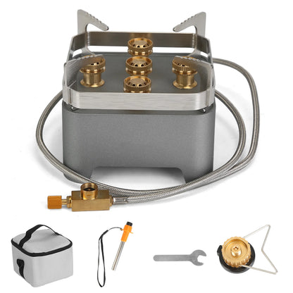 Rising Hikes 12000W 5-Core Windproof Portable Camping Stove with Carrying Case and Igniter