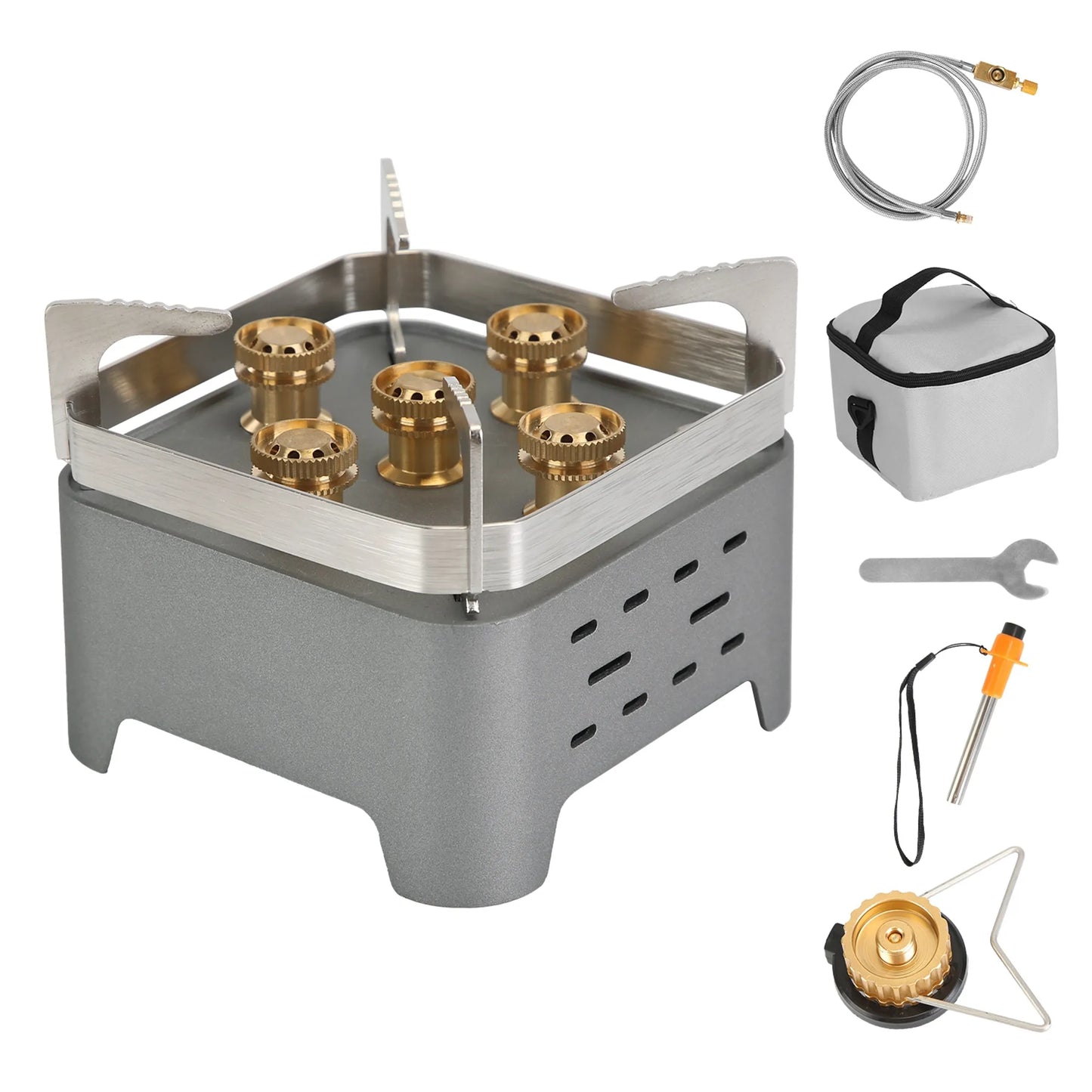 Rising Hikes 12000W 5-Core Windproof Portable Camping Stove with Carrying Case and Igniter