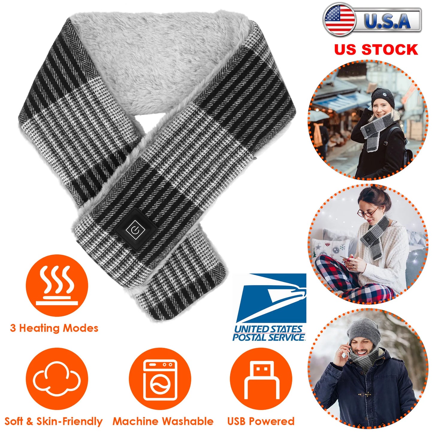 Rising Hikes Electric Heated Scarf USB Heating Neck Wrap