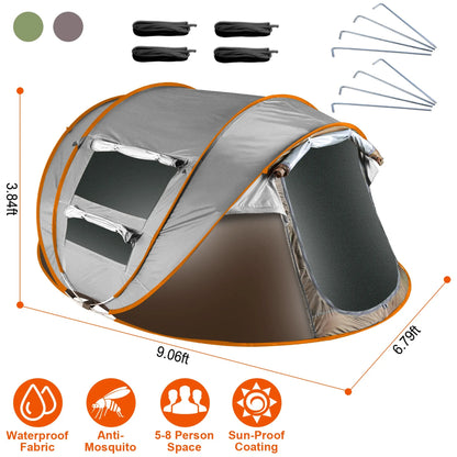 Rising Hikes 8-Person Pop-Up Automatic Setup Waterproof Camping Tent