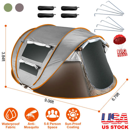 Rising Hikes 8-Person Pop-Up Automatic Setup Waterproof Camping Tent