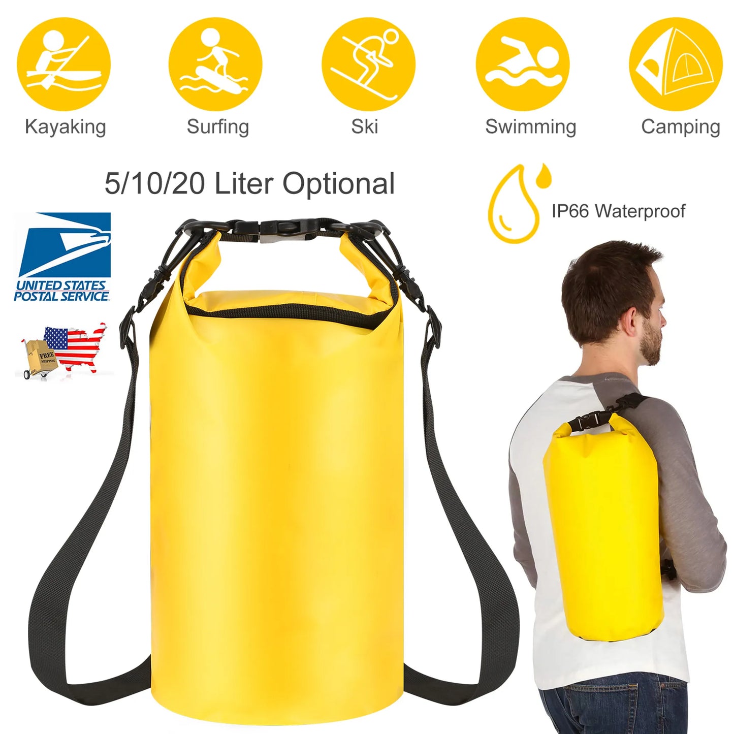 Rising Hikes Waterproof Dry Bag Roll Top Dry Storage Backpack