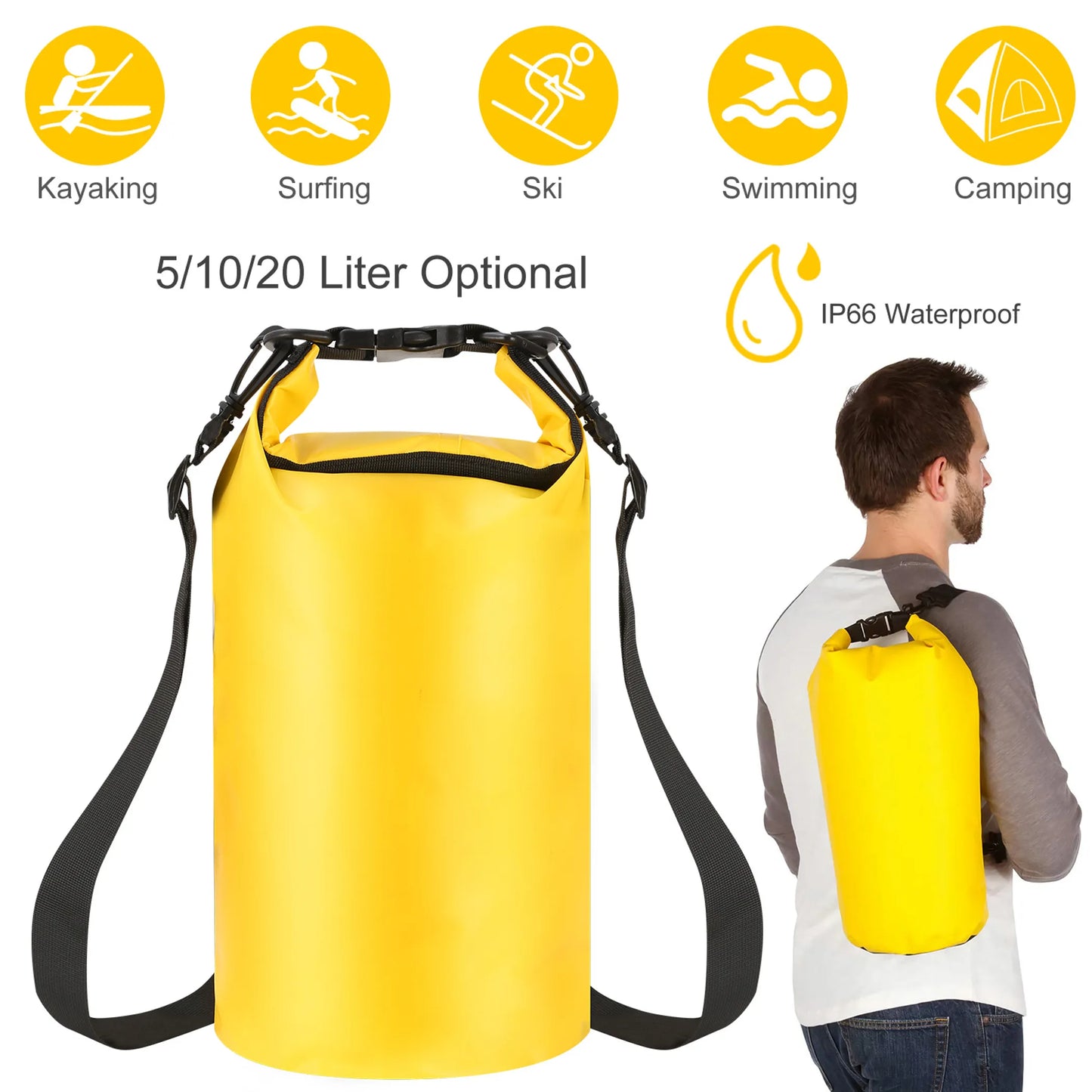 Rising Hikes Waterproof Dry Bag Roll Top Dry Storage Backpack