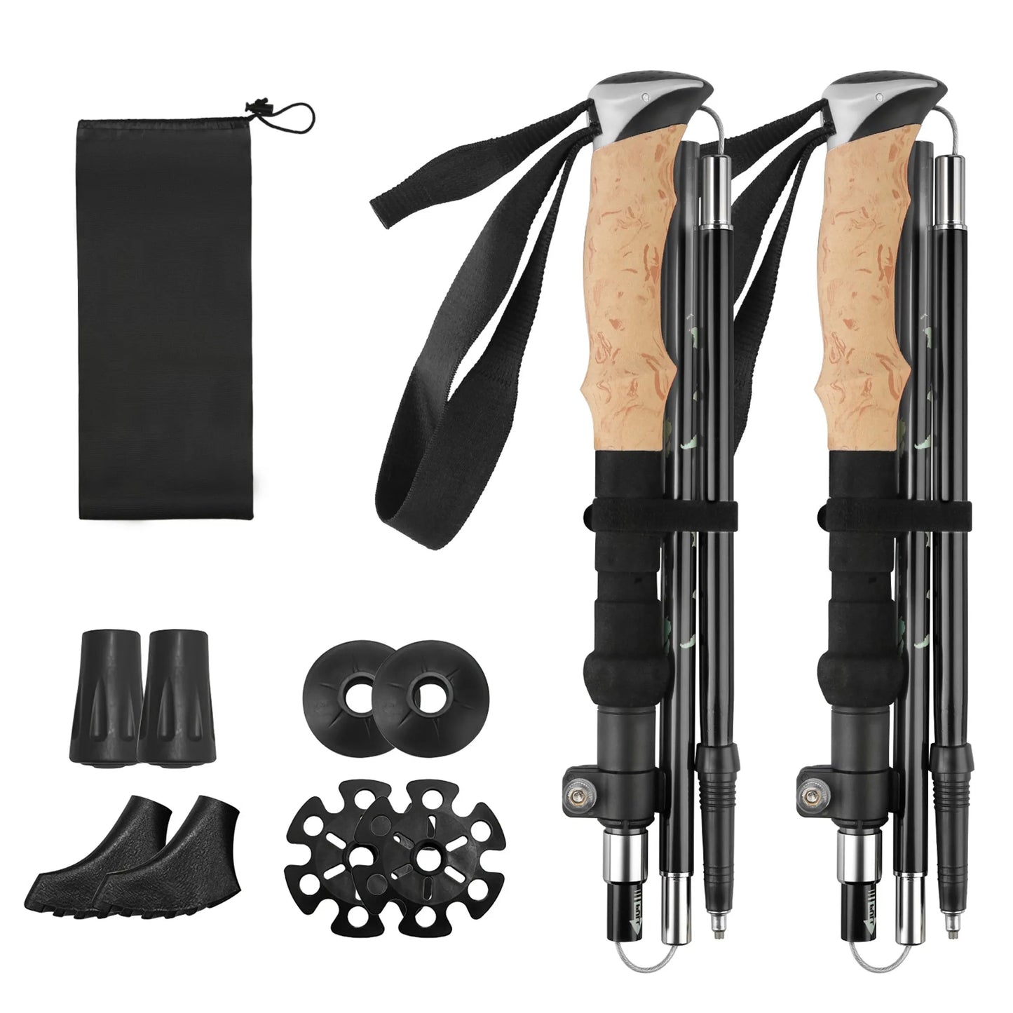 Rising Hikes Collapsible Hiking Walking Sticks (2-Piece Set)