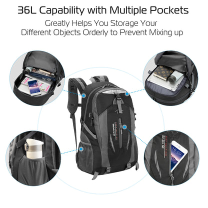 Rising Hikes 36L Outdoor Backpack Multi Compartment Hiking Travel Bag