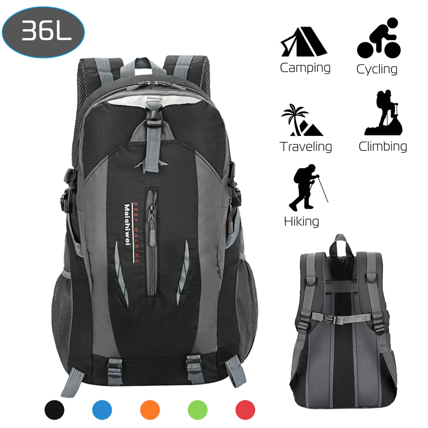 Rising Hikes 36L Outdoor Backpack Multi Compartment Hiking Travel Bag