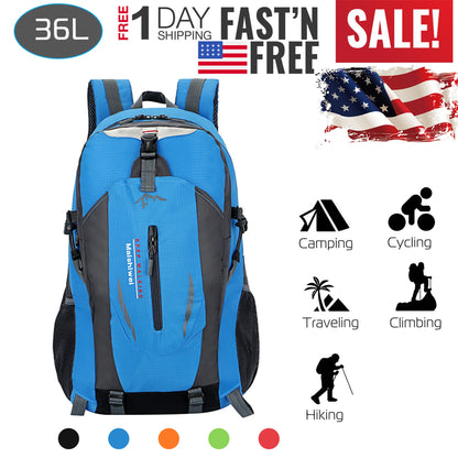 Rising Hikes 36L Outdoor Lightweight Hiking Backpack Multi Compartment Travel Daypack