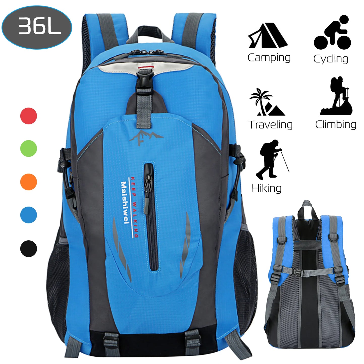 Rising Hikes 36L Outdoor Lightweight Hiking Backpack Multi Compartment Travel Daypack