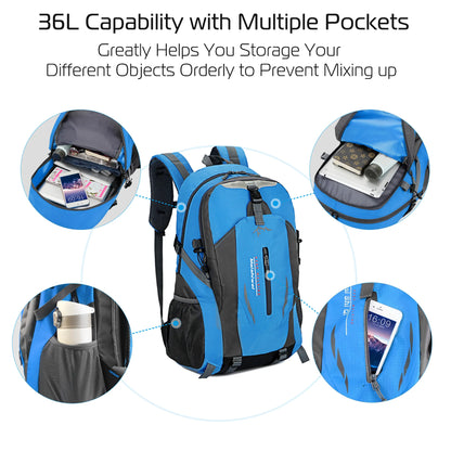 Rising Hikes 36L Outdoor Lightweight Hiking Backpack Multi Compartment Travel Daypack