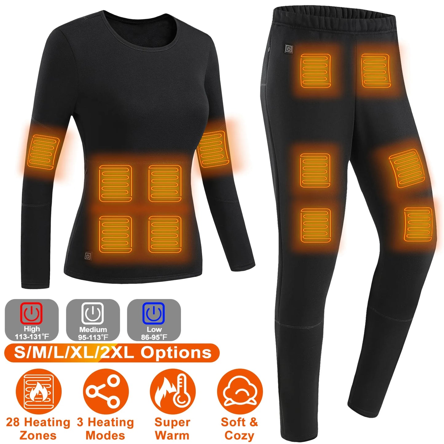 Rising Hikes Heated Underwear Set Thermal Long Shirt Pants