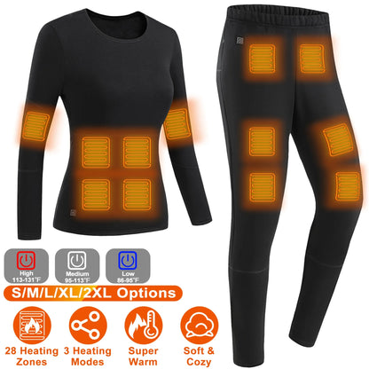 Rising Hikes Heated Underwear Set Thermal Long Shirt Pants
