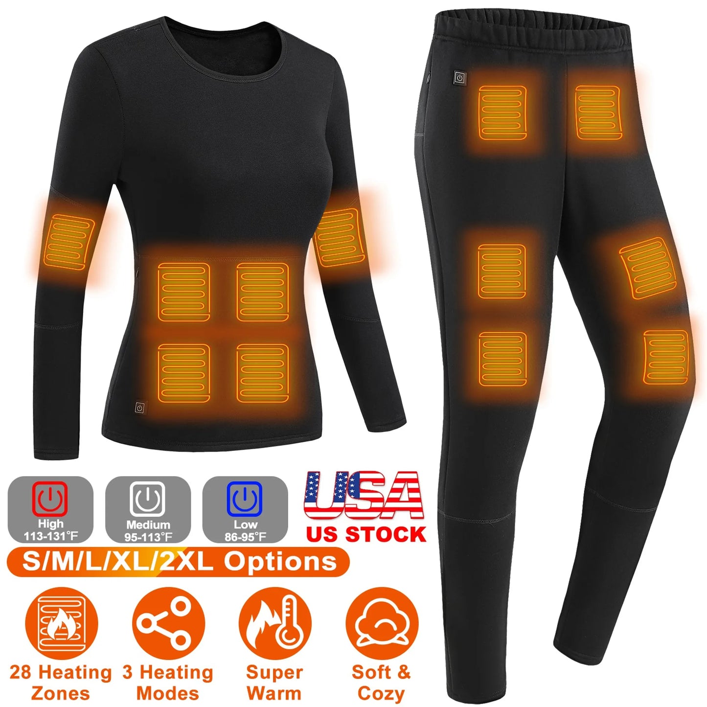 Rising Hikes Heated Underwear Set Thermal Long Shirt Pants