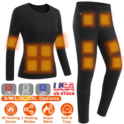 Rising Hikes Heated Underwear Set Thermal Long Shirt Pants