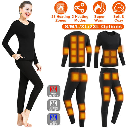Rising Hikes Heated Underwear Set Thermal Long Shirt Pants