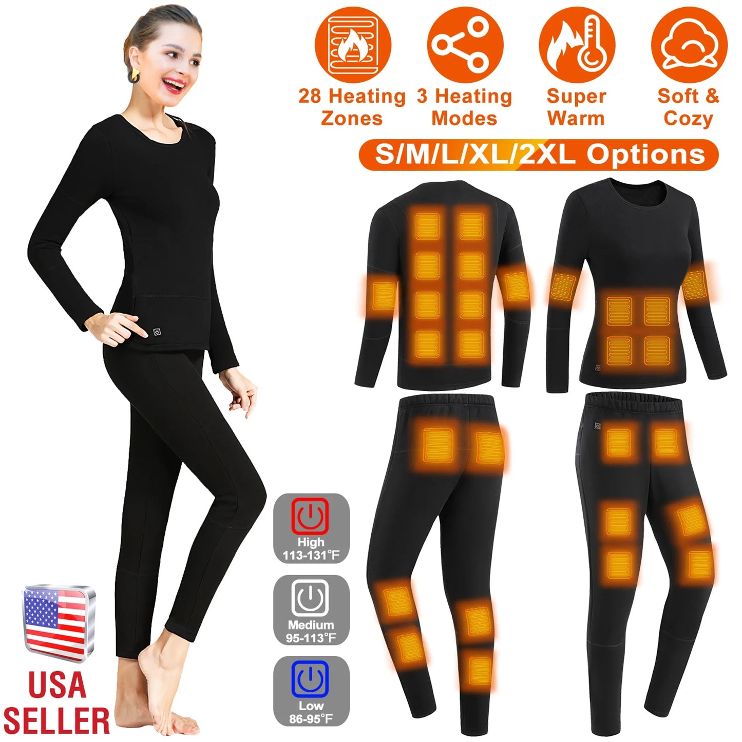 Rising Hikes Heated Underwear Set Thermal Long Shirt Pants